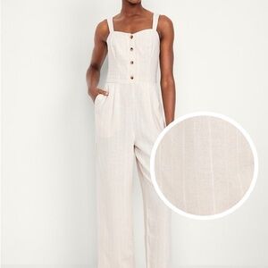 Old Navy Cream Button-Front Jumpsuit